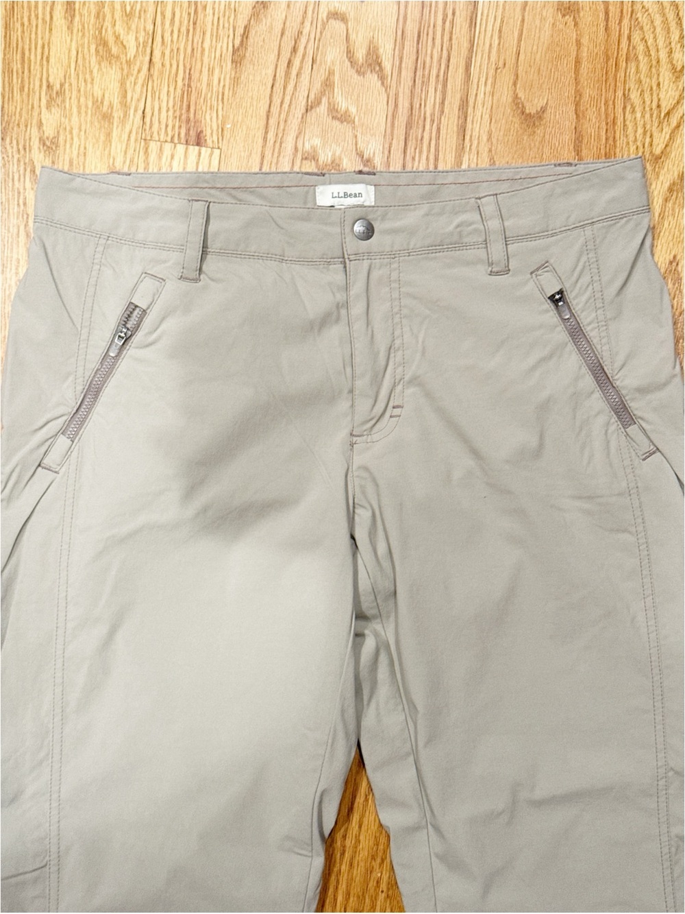 LL Bean Hiking Pants Womens 10 Regular Beige Nylon Spandex Outdoor Pockets - Picture 2 of 11